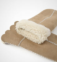 1 x Brand New YISEVEN Women s Winter New Leather Mitten Gloves Genuine Merino Sheepskin Warm Thick Fur Lined Thermal Long Wrist for Driving Car Gift,Light Camel Suede XL - RRP €22.8