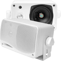 1 x RAW Customer Returns Pyle Waterproof Speakers 3.5-inch 200-Watt 3-Way Weatherproof Mini Box, White, PLMR24 - RRP €32.29