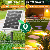 1 x RAW Customer Returns MEIKEE Led Solar Garden Lights, 6 in 1 Outdoor Solar Spotlights Waterproof IP66 6W 6000mAh Solar Lamps with Remote Control Cold Warm Light Dimmable 3 Brightness 3 Mode for Patio Lawn Garden - RRP €55.12