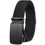 1 x RAW Customer Returns BOSTANTEN Elastic Belt Men, Nylon Stretch Belt with Ratchet Automatic Buckle, Black Golf Belt Wide 35mm, Size Adjusted - RRP €20.98