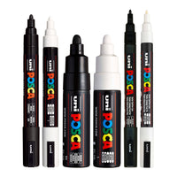 1 x RAW Customer Returns POSCA Black and White Markers Set of 6 Pens PC-5M, PC-7M, PC-3M  - RRP €21.6