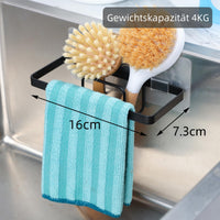 1 x RAW Customer Returns YIGII Sponge Holder Kitchen - Dishcloth Holder Self-Adhesive, Kitchen Sink Organizer Dishcloth Holder, 2 in 1 Kitchen Drain Rack Sink for Sponge, Brush, Sink Plug and Rag, Black - RRP €8.99