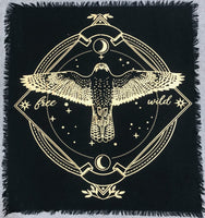 8 x Brand New THE ART BOX Altar Cloth Tarot Cards Napkins Witchcraft Supplies Black Gold Tablecloth Square Spiritual Celestial Coverlet With Fringe, Owl Free Wild, 36x36 inches - RRP €163.2