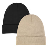 17 x Brand New 2 Pieces Men s Winter Hat Knitted Winter Hat Black Beanie Hat for Men Women Classic Cuffed Beanies Beige Black Unisex Beanie - RRP €387.6