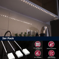 1 x RAW Customer Returns BestLuz LED Strip Battery Operated, LED Strip Battery Operated x 3 Pack for under the kitchen cabinet Shelves Base cabinet Cupboard Neutral white 4000 K 1 meter - RRP €29.23