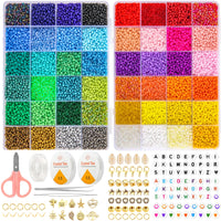 1 x RAW Customer Returns Frendour beads for bracelets, 16,000 pieces, 48 colorful 3 mm beads set for bracelets, necklaces, earrings, glass beads with smiley and letter beads for adults DIY jewelry making - RRP €11.09