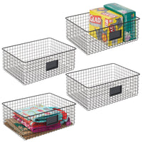 1 x RAW Customer Returns mDesign set of 4 all-purpose metal baskets storage basket with label field for kitchen, pantry etc. compact and universal wire basket matt black - RRP €82.99