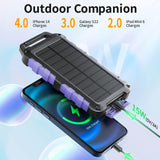 1 x RAW Customer Returns Solar Power Bank 20000mAh, PD 15W Fast Charger USB C Portable Solar Charger with 3 Outputs and 10 LED, External Battery for Smartphones Tablets Outdoor - RRP €20.16