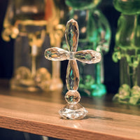 3 x Brand New H D Hyaline Dora Crystal Cross Standing Colorful Traditional Cross Figure 17.8 cm High Glass Craft Decoration for Christmas Gifts Cyan Blue  - RRP €61.2