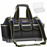 1 x RAW Customer Returns AIRAJ 16 Tool Bag with Reflective Strip, 42 23 29cm Heavy Duty Tool Bags Wide Open Mouth Multi-Pockets Adjustable Shoulder Strap Tool Organizer Bag for Electricians, DIY - RRP €26.53