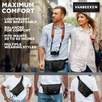 1 x RAW Customer Returns Fanny Pack by Van BEEKEN, bum bag, belt bag with 2 hip straps for men and women, waterproof tear-resistant, outdoor belt bag for hiking, traveling and vacation - RRP €23.99