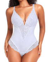 1 x RAW Customer Returns YARRCO Shapewear Women s Body Shaper Tummy Control Bodysuits Shaping Underwear Shaping Corset Body Shaper Bodice Briefs Lace Figure-Shaping Thong String White, XL  - RRP €35.28