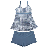 1 x RAW Customer Returns Durio Tankini Women s Slimming Swimwear Two-Piece Swimsuit with Hot Pants Gray Check EU 36 Manufacturer Size S  - RRP €38.3