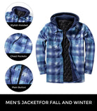 1 x RAW Customer Returns GLESTORE Lumberjack Jacket Men s Flannel Shirt Jacket Lined Thermal Shirt Winter Long Sleeve with Hood Checked Lumberjacket Blue and White L - RRP €48.99