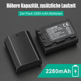 1 x RAW Customer Returns JYJZPB 2x 2280mAh NP-FZ100 replacement battery and charger for Sony A7 IV camera, Sony A7S III, A7 III, A7R III, A7R IV, A7C, A9, A6600, A6700, Alpha 9S, A7R3, FX3, FX30, ZV-E1, 7C II - 4265B - RRP €78.99