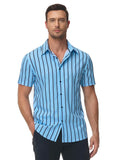 1 x RAW Customer Returns JACKETOWN Shirt Men s Short Sleeve Striped Shirt Men s Summer Casual Regular Fit Casual Shirt Men s Short Sleeves Light Blue L - RRP €28.27