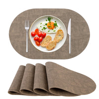 1 x RAW Customer Returns Placemats Washable Placemats Set of 4 PU Leather, Heat Resistant, Non-Slip, Placemat for Dining Table, Kitchen Oval Brown - RRP €18.96