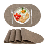 1 x RAW Customer Returns Placemats Washable Placemats Set of 4 PU Leather, Heat Resistant, Non-Slip, Placemat for Dining Table, Kitchen Oval Brown - RRP €18.96