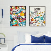 1 x Brand New Art Print Unframed Space Universe Pictures Set of 4, Poster Size 28 x 35 cm Premium Art Paper Wall Decoration Matching Bedroom Decoration Earth Children s Room Space Landscape for Teenager Prints - RRP €20.4