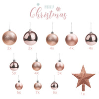 1 x RAW Customer Returns Belle Vous Rose Gold Christmas Tree Baubles 50pcs - Shiny Baubles Various Sizes with Star Tip - Christmas Decorations for Hanging Indoor Outdoor - RRP €26.9