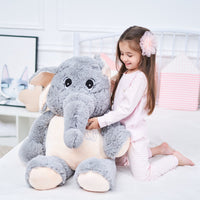 1 x RAW Customer Returns IKASA Giant Elephant Plush Toy Soft Gifts Grey, 100cm  - RRP €56.99