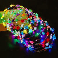 1 x RAW Customer Returns PTHTECHUS 12 PC LED Flower Wreath Headband - Crown Flower Garland Boho Floral Head Crown for Wedding, Festival and Party, Headdress with Decor FKH-12  - RRP €17.0