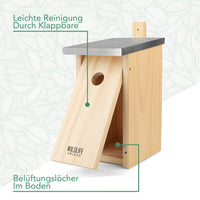 1 x RAW Customer Returns WILDLIFE FRIEND I Nesting box with metal roof according to NABU made of solid wood for great tits Co. - weatherproof, untreated, tit box, birdhouse for tits - nesting aid with 32 mm entry hole - RRP €41.77