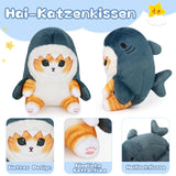 2 x Brand New HIULLEN Cat Plush Toy, 40CM Shark Cat Cuddly Toy, Soft Stuffed Animal Shark Cat, Kawaii Fried Shrimp Cat Stuffed Plush Doll Christmas Gift for Children Adults - RRP €38.4