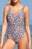 1 x Brand New SHEKINI Women s One Piece Swimsuit Wide Straps Tummy Control Slimming Beachwear Backless Plus Size Monokini Bodysuit Beach Guide Leopard Print, M  - RRP €29.71