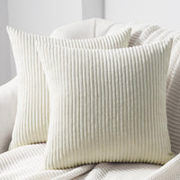 1 x RAW Customer Returns Topfinel cushion cover 40x40 cream corduroy set of 2 striped pattern  cushion cover decorative cushion sofa cushion couch cushion decorative cushion decorative cushion cover decorative  living room - RRP €12.99