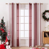 1 x RAW Customer Returns MIULEE Modern Living Room Curtains with White and Wine Red Stripes, Beautiful Youth Bedroom Curtains with Eyelets, Translucent Curtains for Bedroom Windows, Living Room Curtains 2 Pieces, 2X W140xL245CM - RRP €28.51