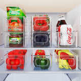 1 x RAW Customer Returns FINEW Refrigerator Organizer Set of 8, Stackable Storage Box, Small Refrigerator Boxes with Handle, Transparent Containers for Kitchens, Cabinets, Freezer, Pantry - BPA Free - RRP €30.24