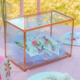 1 x RAW Customer Returns NCYP 26cm Rose Gold Geometric Glass Card Box with Slot and Heart Lock,Terrarium Planter for Wedding Reception,Large Simple Party Decoration Glass Box Only  - RRP €45.99