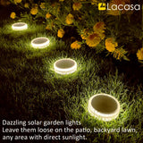 1 x RAW Customer Returns Lacasa Solar Floor Lights Outdoor, 30LM Pack of 4 Solar Lights for Outdoor Use Warm White 2700K IP68 Waterproof Solar Lamps Auto ON OFF LED Path Lights for Garden Lawn Patio Driveway, Round - RRP €39.01