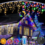 1 x RAW Customer Returns GCMacau Ice Rain Solar Fairy Lights 12m 5m , 506LEDs Outdoor Christmas Lights, 8 Modes, Expandable, 101 Drops, Outdoor Fairy Lights USB Power, IP65 Waterproof with Remote Control Timer Warm White Colorful  - RRP €42.6