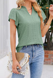 1 x RAW Customer Returns T1FE 1SFE Blouse Women Summer Casual Loose Solid Color Ruffles with Spandex Shirt Green L - RRP €18.14