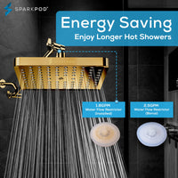 1 x RAW Customer Returns SparkPod Shower Head - High Pressure Rain - Tool-Free 1-Min. Installation - Adjustable Rain Shower Head Replacement - Water Saving Shower - Pressure Increasing Rain Shower 8 Square, Brushed Nickel  - RRP €26.21