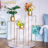 1 x RAW Customer Returns Nuptio Gold Wedding Centerpieces for Tables with Acrylic Top - 3 Pack Tall Golden Vase for Centerpieces Pillar Flower Stand for Weddings Party Home Decorations 60cm 80cm 100cm  - RRP €78.98