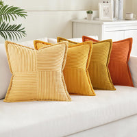 1 x RAW Customer Returns MIULEE Set of 4 Corduroy Cushion Covers Soft Throw Pillows Decorative Pillowcase Modern Cushion Cover Sofa Cushion Decorative Pillow Couch Cushion for Living Room Bedroom Orange Series 45 x 45 cm - RRP €29.99