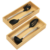 1 x RAW Customer Returns Winter Shore Bamboo Cutlery Tray for Drawers 2-Pack - Natural Stackable Cutlery Organizer Drawer Pantry - Kitchen Drawer Insert for Cooking Utensils - 15.5 x 6.5 x 38.5 cm - RRP €24.29