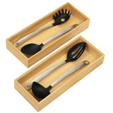 1 x RAW Customer Returns Winter Shore Bamboo Kitchen Drawer Organizer Pack of 2 - Stackable Natural Wood Cutlery Drawer Tray for Pantry - Stores Cutlery and Utensils and Cutlery - 15.5 x 6.5 x 38.5 cm - RRP €24.17