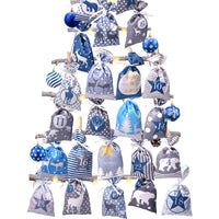 1 x RAW Customer Returns Advent calendar to fill fabric bag, 24 fabric bag chain to make and hang yourself, 2024 Christmas calendar to fill yourself with blue gray fabric bags for children young men - RRP €19.99