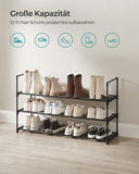 1 x RAW Customer Returns SONGMICS Shoe Rack with 3 Tiers, Metal Shoe Rack, Shoe Storage, Shoe Organizer for 12-15 Pairs, Stackable, for Hallway, Living Room, Bedroom, 30 x 92 x 55 cm, Black LSA303B02 - RRP €16.99