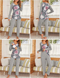 1 x RAW Customer Returns Ekouaer Women s Maternity Pajamas Set, Long Sleeve Maternity Clothes for Pregnancy Gray Flowers S - RRP €33.86