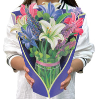 6 x Brand New Paper Pop Up Cards, Lilies and Lupins, 12 Inch Life Size Flower Bouquet Birthday Gift Greeting Cards with Note Card and Envelope for Women Girls Wife Mother - RRP €56.52