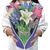 13 x Brand New Paper Pop Up Cards, Lilies and Lupins, 12 Inch Life Size Flower Bouquet Birthday Gift Greeting Cards with Note Card and Envelope for Women Girls Wife Mother - RRP €122.46