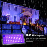 1 x RAW Customer Returns 50W LED black light spotlight, UV floodlight with plug, IP65 waterproof black light lamp, fluorescence blacklight with switch, UV spotlight party light for bar, neon colors, party decoration - RRP €18.99