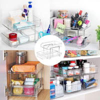 1 x RAW Customer Returns Polegas Kitchen Cabinet Kitchen Fridge Spice Organizer Multifunctional Acrylic with Sliding Drawer Sink Organizer Under Sink Shelf 2 Tier for Storage Jars, Spice Rack, Cosmetics - RRP €27.22