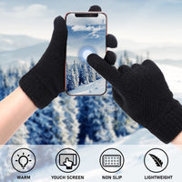 27 x Brand New 2 Pairs Winter Knit Gloves Elastic Double Layer Touch Screen Gloves for Women Black, White  - RRP €615.6