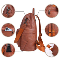 1 x RAW Customer Returns ECOTISH Women s Backpack in Soft Leather Casual School Daypack 2 in 1 as Backpack and Shoulder Bag, Women s Fashion Bag and Shoulder Backpack for School, Shopping, University, High School and Travel Brown  - RRP €27.99